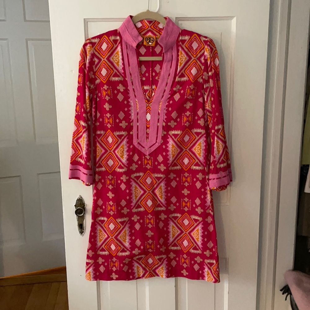 Tory Burch Cotton tunic dress hot pink